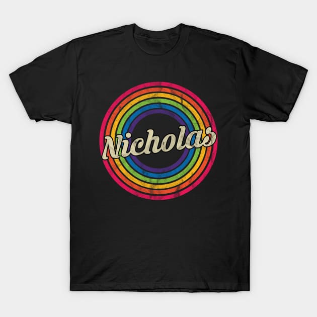 Nicholas - Retro Rainbow Faded-Style T-Shirt by MaydenArt